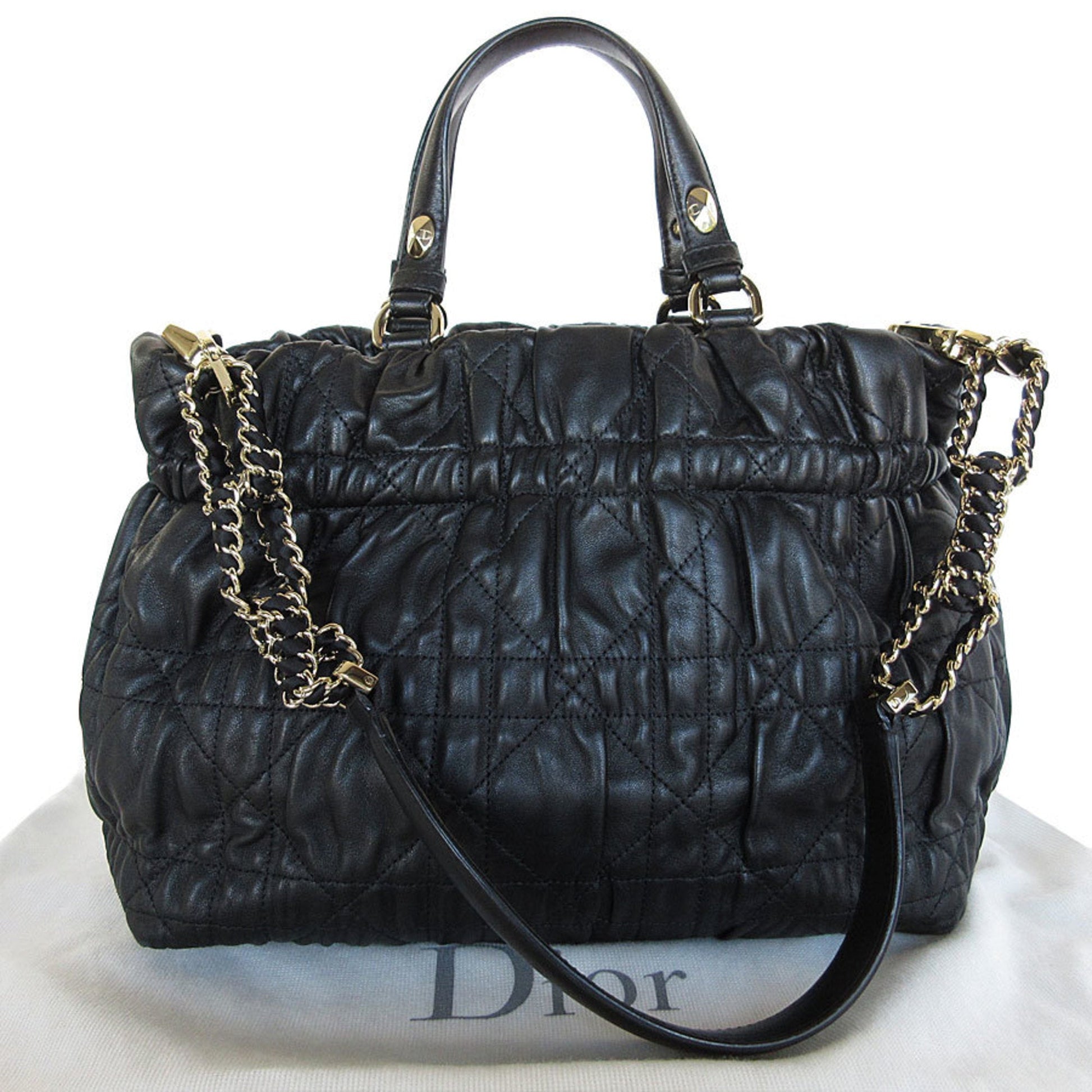 Christian Dior Black Leather Handbag Shoulder Bag  