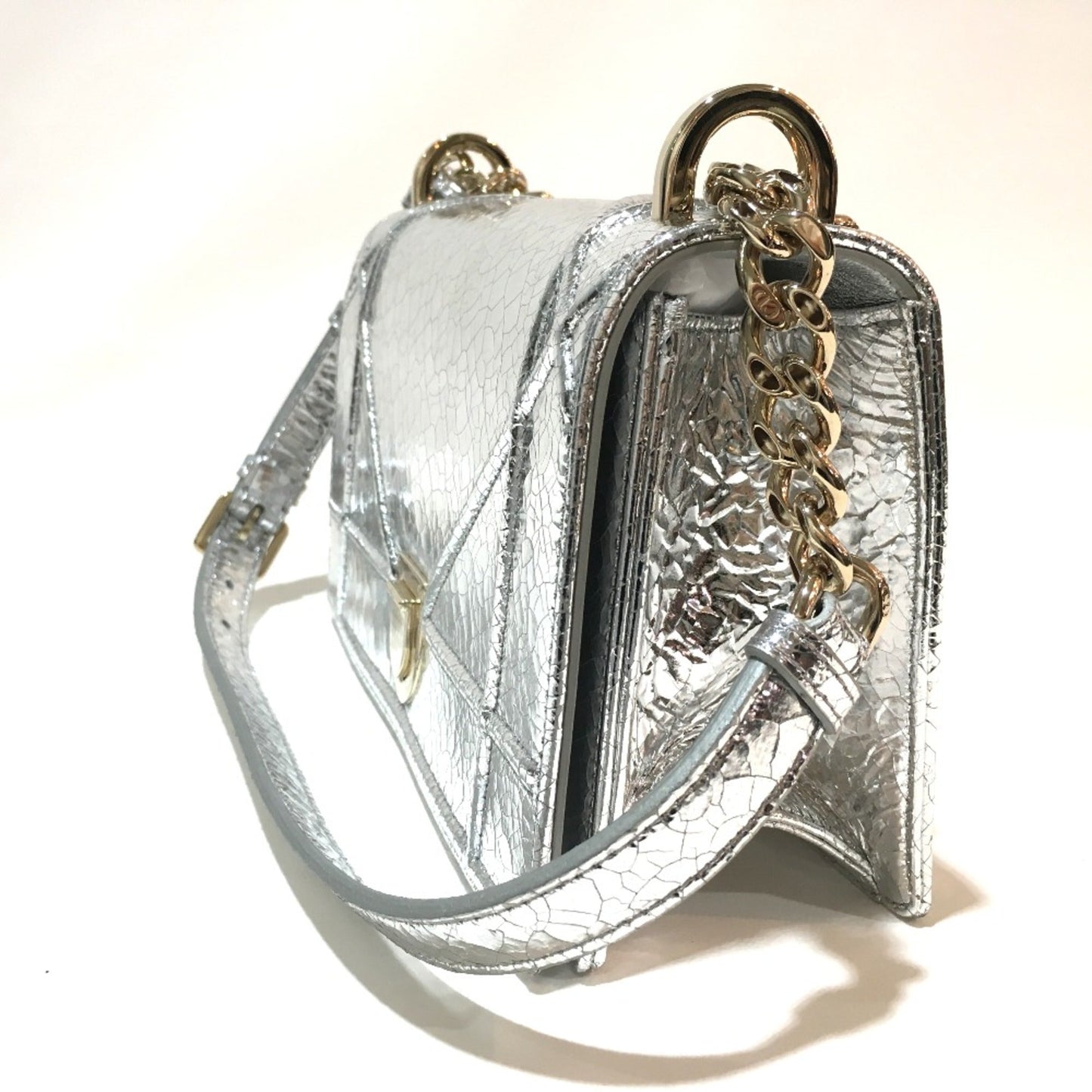 Christian Dior Silver Leather Shoulder Bag  