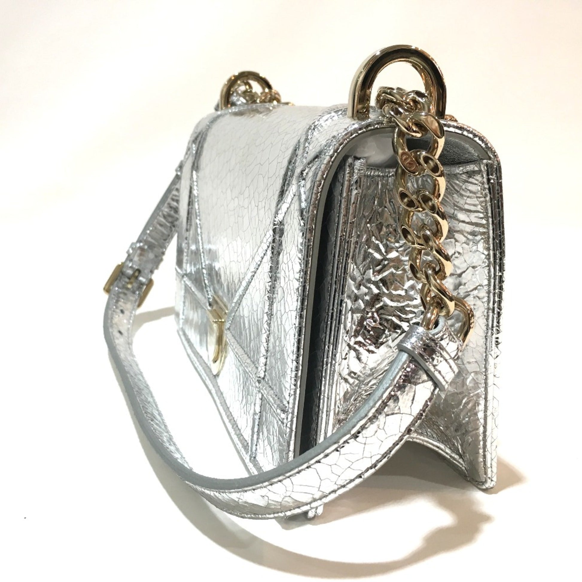 Christian Dior Silver Leather Shoulder Bag  