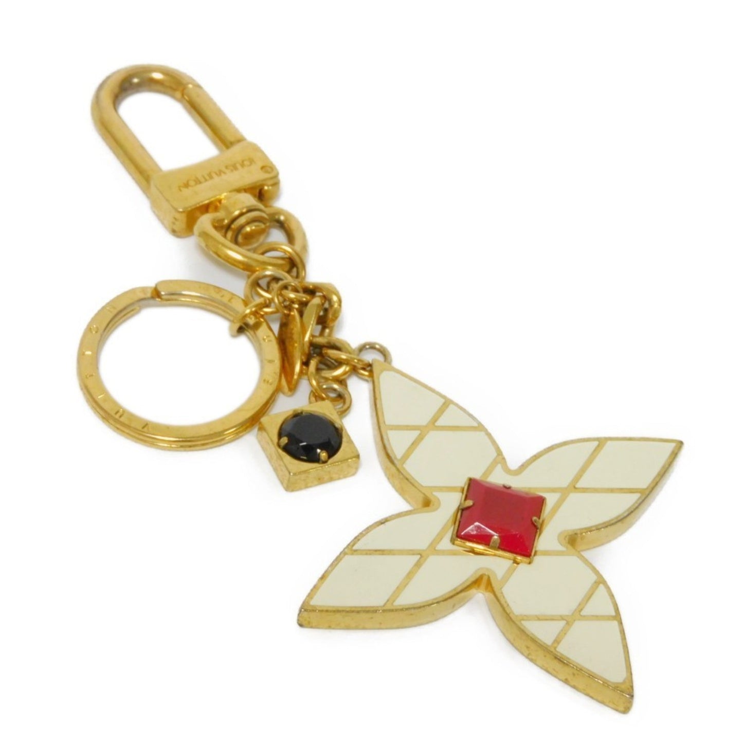 LOUIS VUITTON Keychain Maltage Flowers Bijou Enamel Ivory Bag Charm Monogram Flower M67383 Men Women