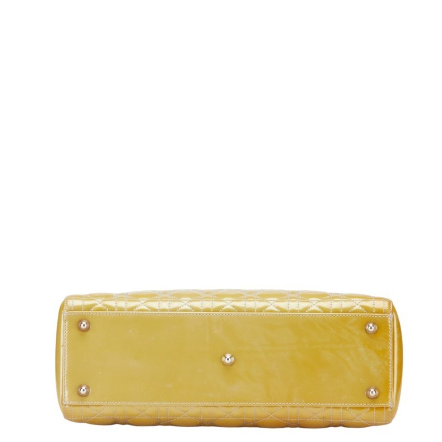 Christian Dior Lady Dior Yellow Patent Leather Handbag Shoulder Bag  