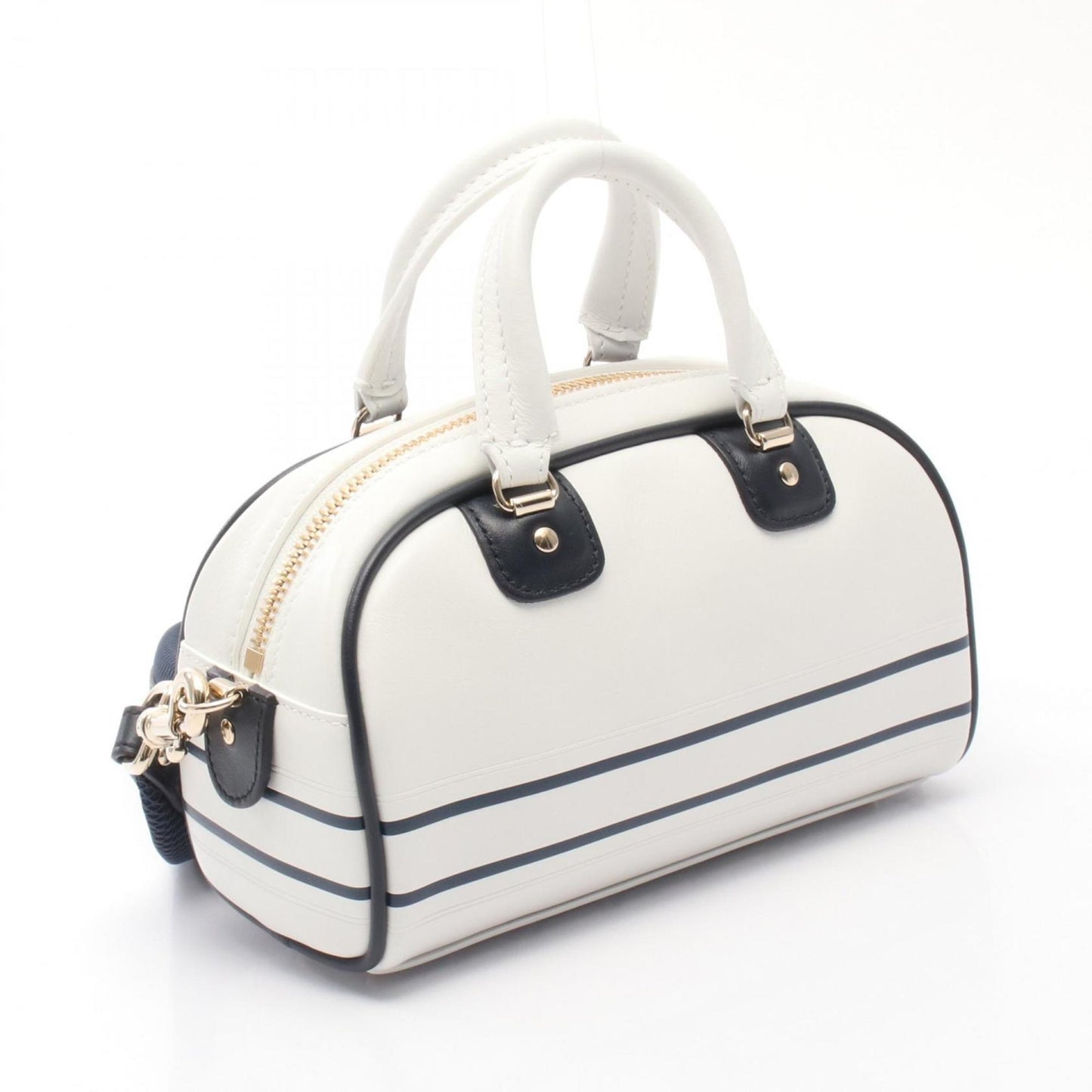 Christian Dior Navy White Leather Handbag  