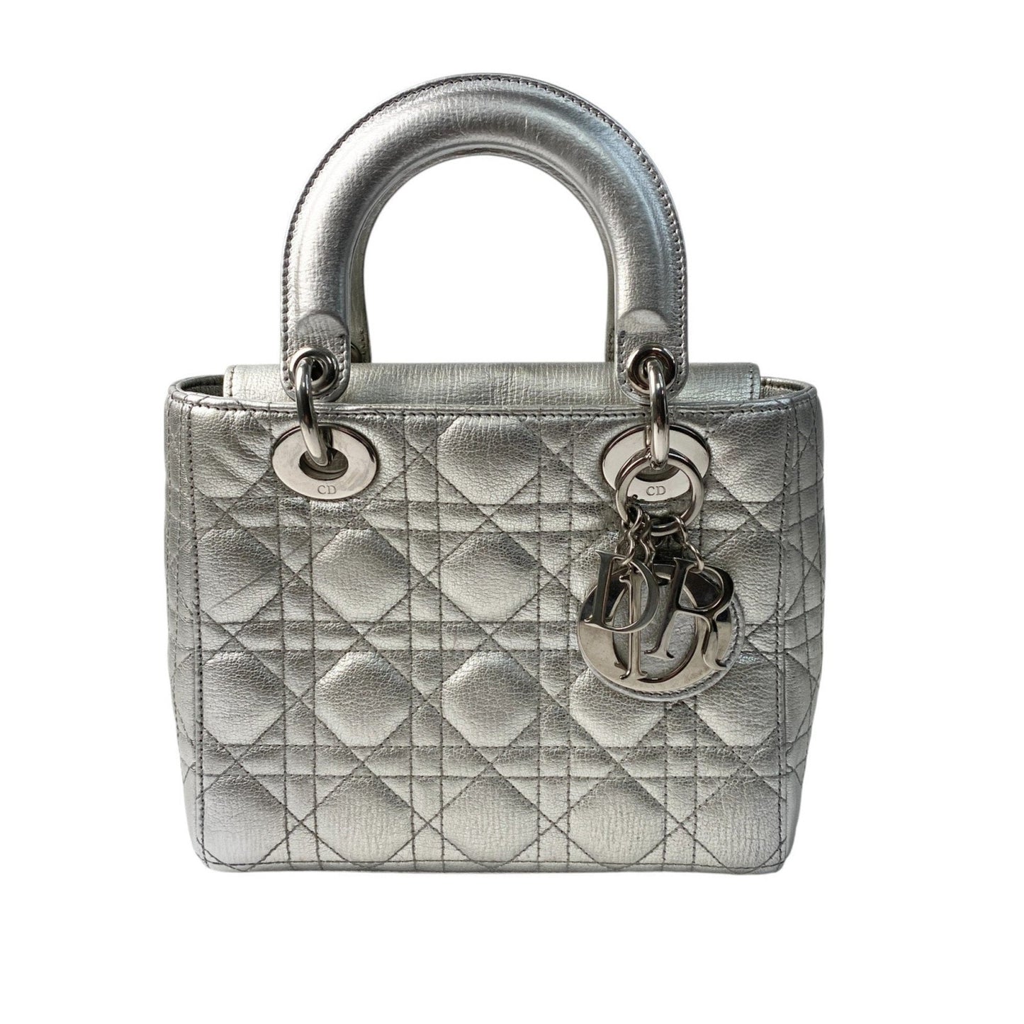 Christian Dior Silver Leather Handbag Shoulder Bag  