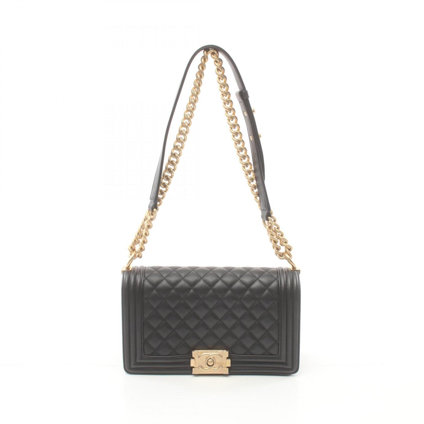 CHANEL Boy Chanel Matelasse Shoulder Bag Lambskin Women s Black A67086
