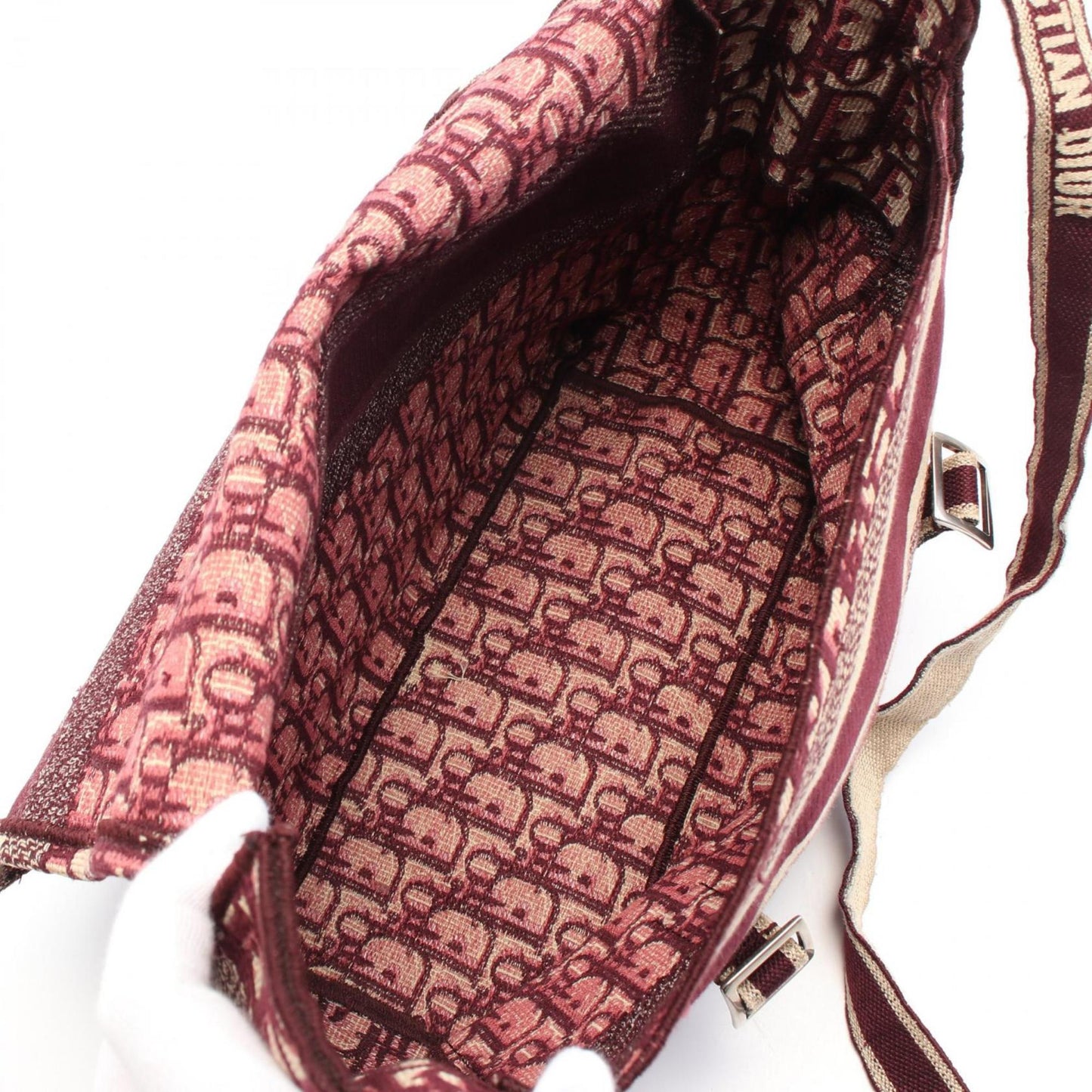Christian Dior Beige Bordeaux Canvas Shoulder Bag  