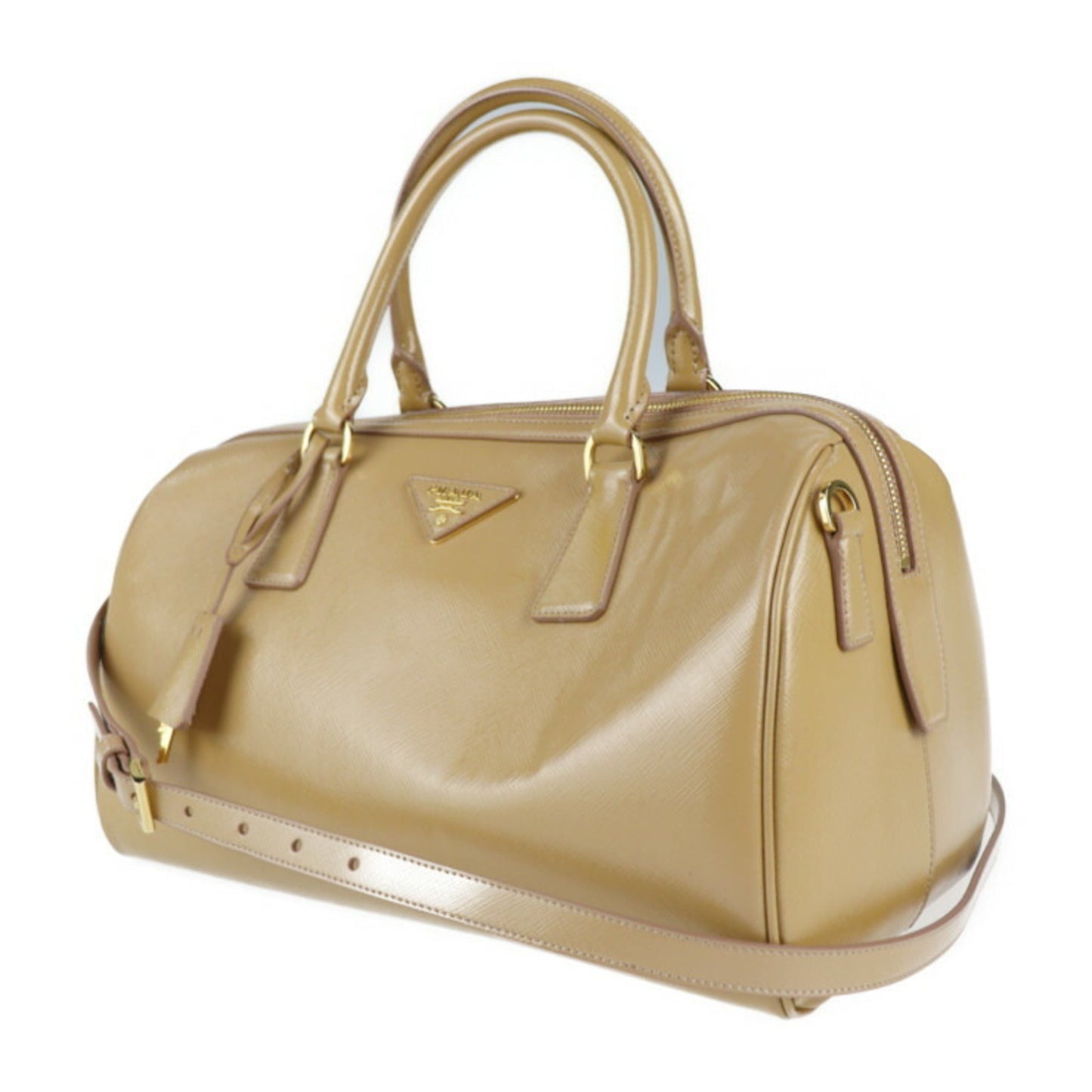 Prada handBag patent leather CAMMEO beige 2WAY shoulder Bag mini Boston
