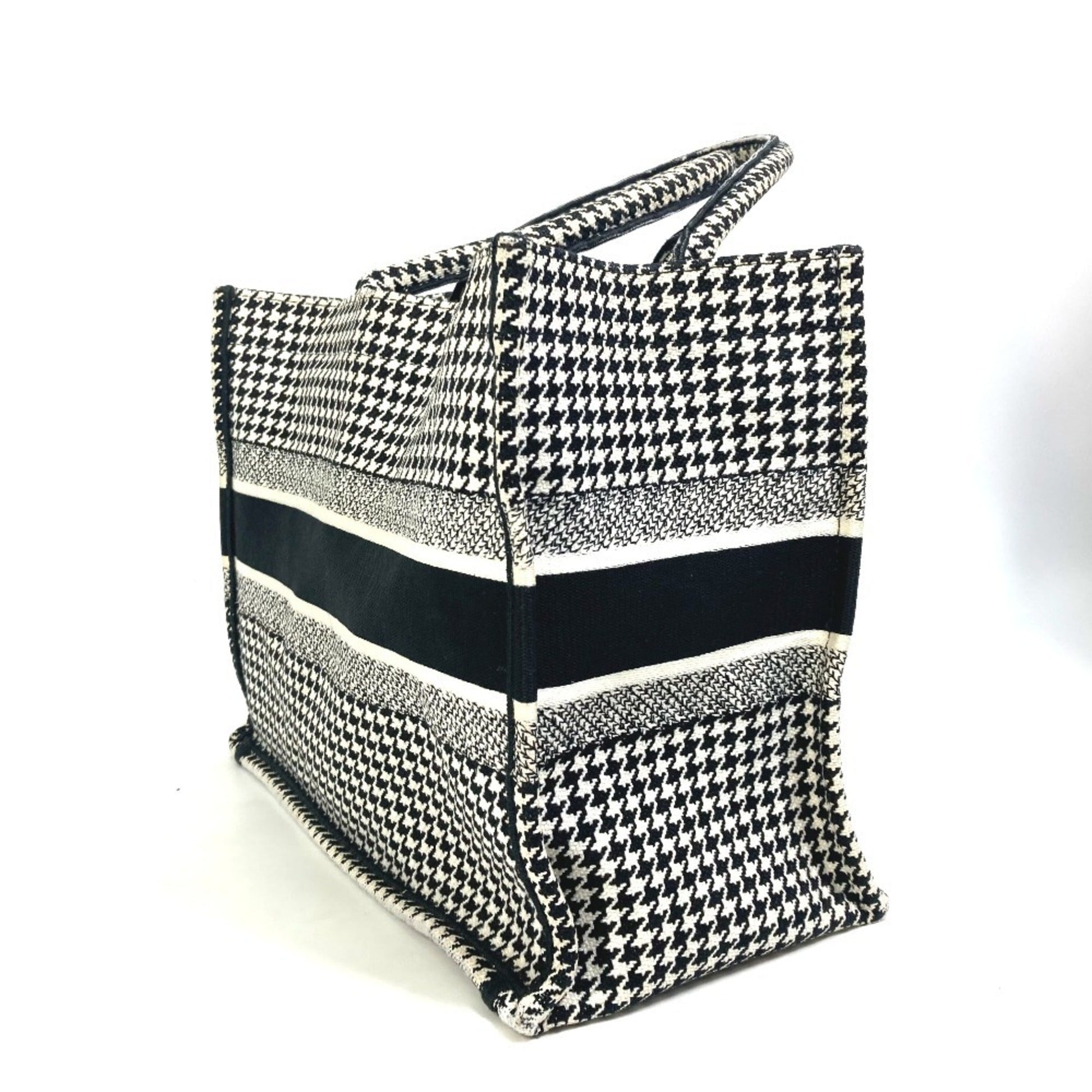 Christian Dior Black White Canvas Shoulder Bag Tote Bag  