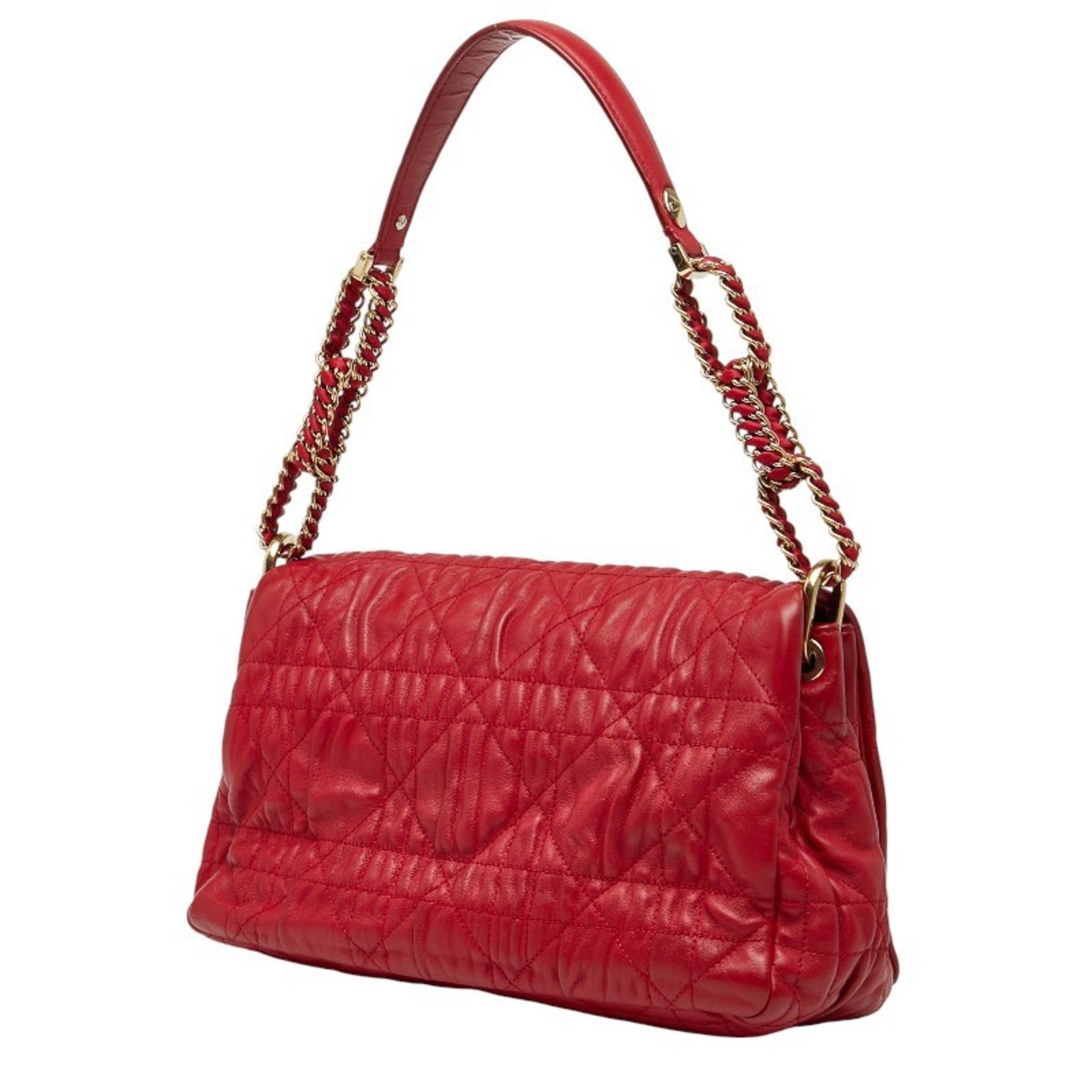 Christian Dior Red Color Leather Handbag Shoulder Bag  