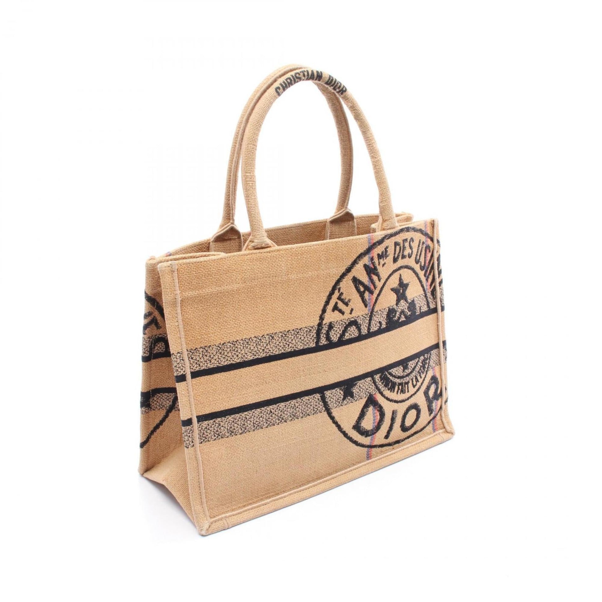 Christian Dior Black Brown Multi-Color Raffia Tote Bag  