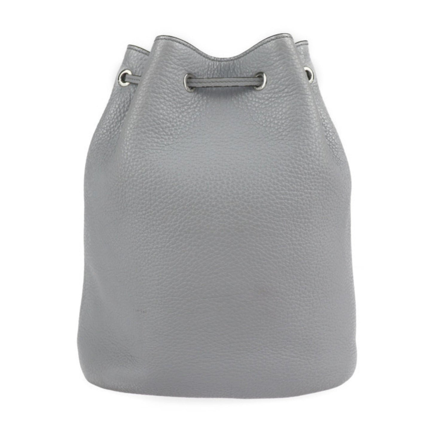 Prada Shoulder Bag Leather Gray Silver Hardware Drawstring Triangle Logo Plate