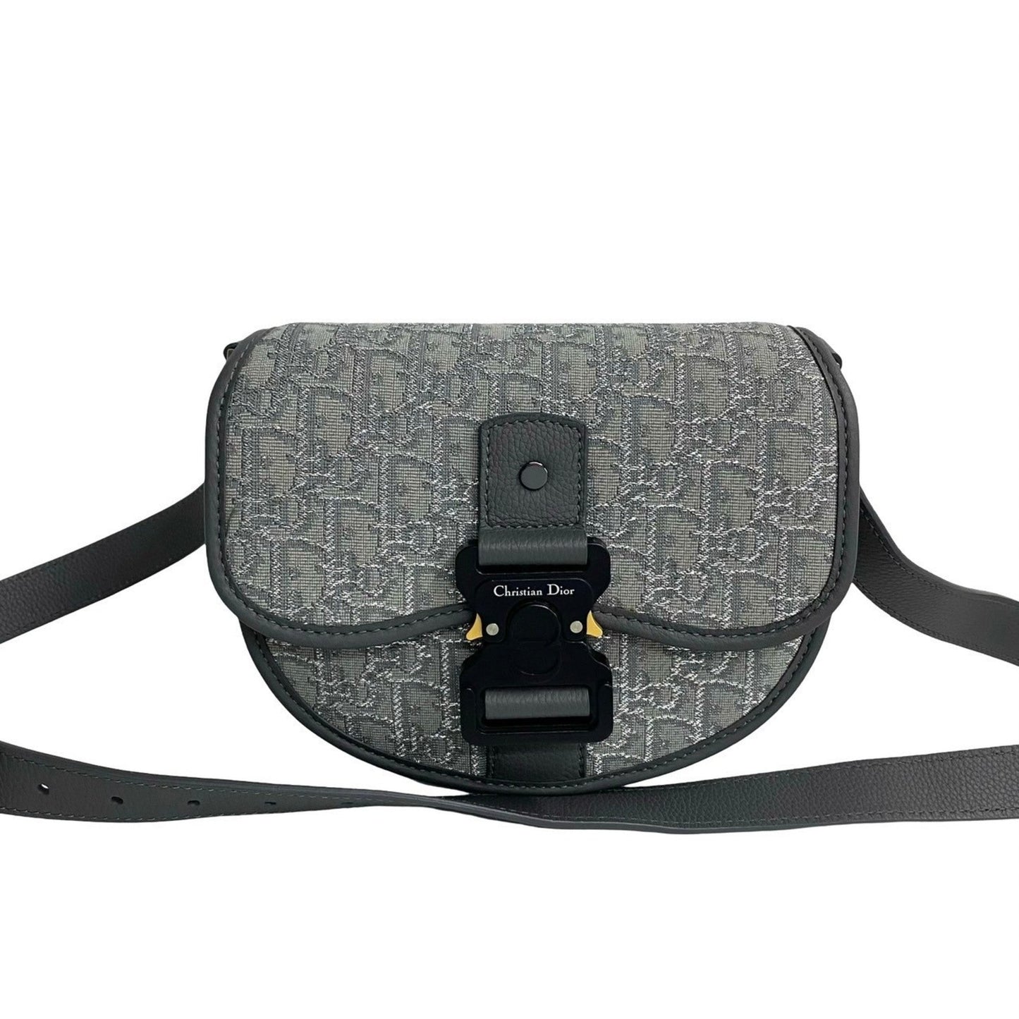 Christian Dior Gray Canvas Leather Shoulder Bag  