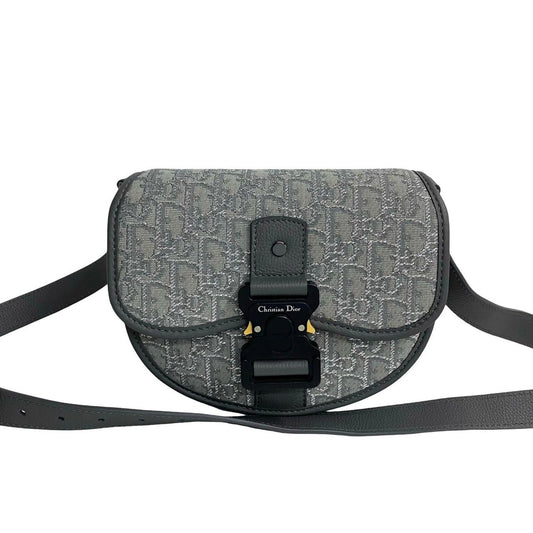 Christian Dior Gray Canvas Leather Shoulder Bag  