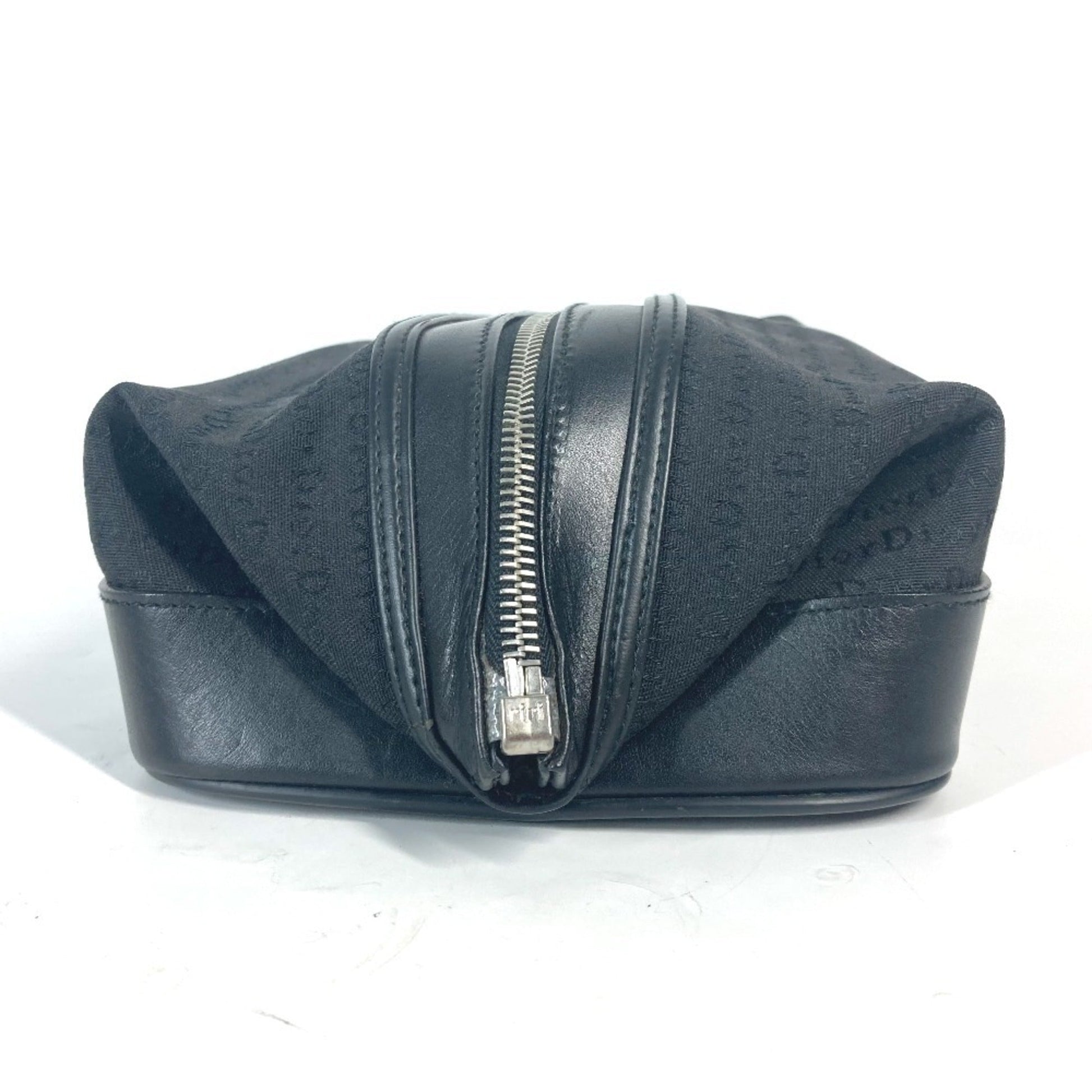 Christian Dior Black Canvas Leather Pouch  