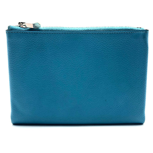 HERMES Pouch leather blue flat Atou PM Women