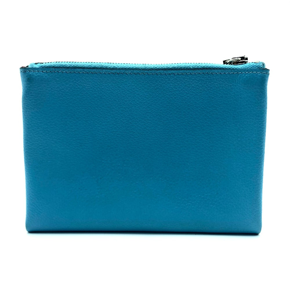 HERMES Pouch leather blue flat Atou PM Women