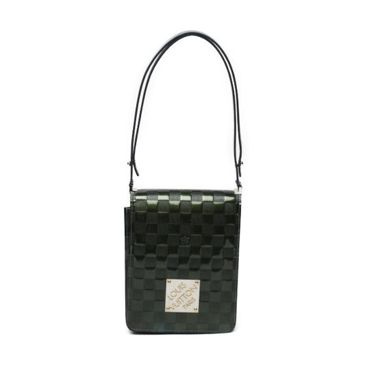 LOUIS VUITTON Shoulder Bag Patent leather green club handbag Damier Vernis Petrol blue Women