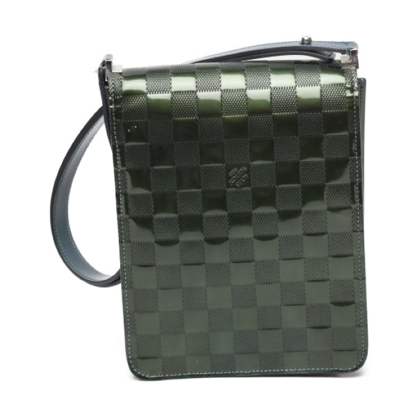 LOUIS VUITTON Shoulder Bag Patent leather green club handbag Damier Vernis Petrol blue Women