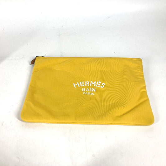 HERMES Clutch bag polyamide yellow Neovan MM unisex(Unisex)
