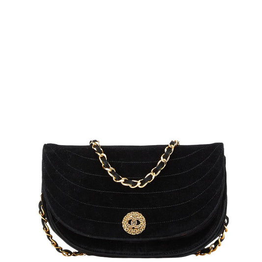 Chanel Half Moon Suede Shoulder Bag