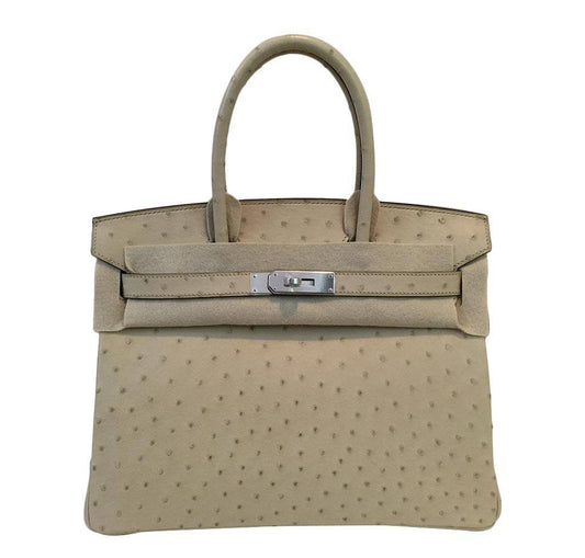 HermesBirkin 30 Ostrich Parchemin Bag