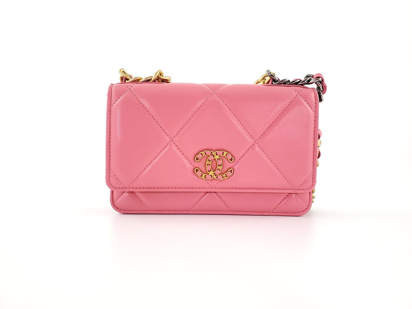New CHANEL 19 21A Pink Wallet on the Chain WOC Bag