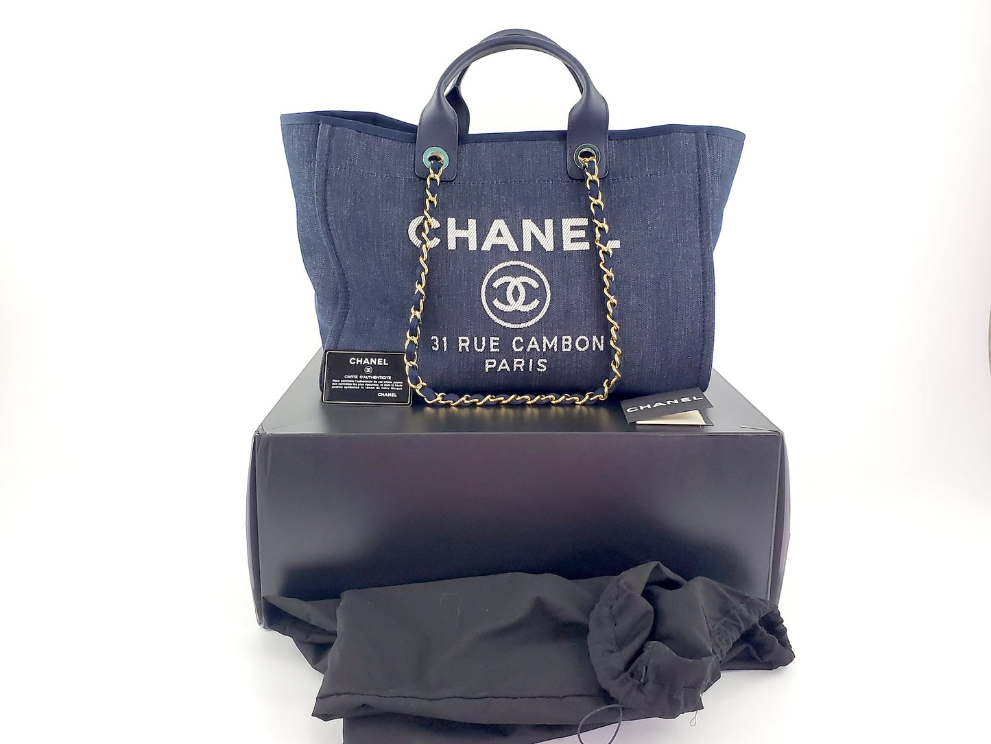 CHANEL DEAUVILLE Blue Marine Tote