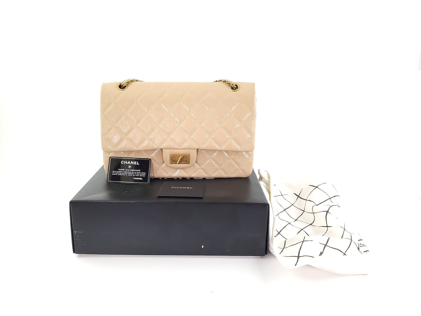CHANEL 2.55 Beige 227 Reissue Classic Shoulder Crossbody Flap Bag