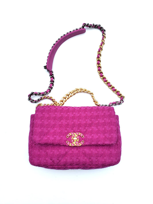 CHANEL 19 Small Tweed Magenta Pink Bag