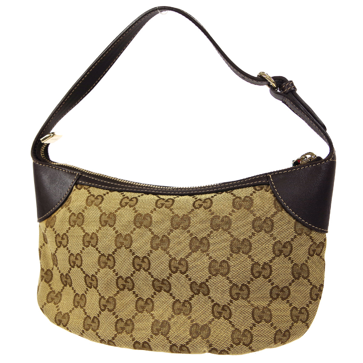 Gucci Sherry Line Brown Leather Canvas Handbag