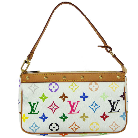 Louis Vuitton 2003 White Multicolor Pochette Accessoires Handbag M92649