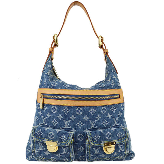Louis Vuitton 2005 Blue Monogram Denim Baggy GM Shoulder Bag M95048