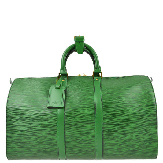 Louis Vuitton Green Epi Keepall 45 Travel Duffle Handbag M42974