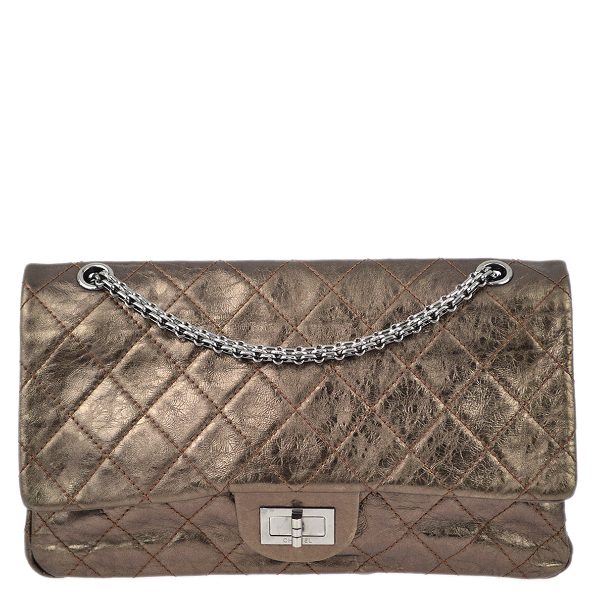 Chanel Brown Lambskin 2 55 Classic Double Flap Shoulder Bag