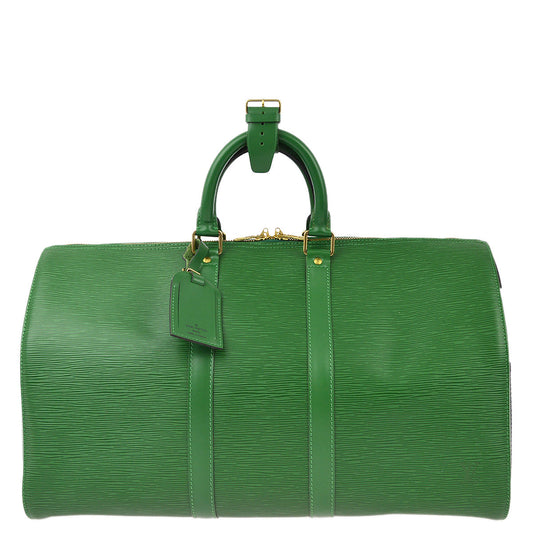 Louis Vuitton 1996 Green Epi Keepall 45 Travel Duffle Handbag M42974