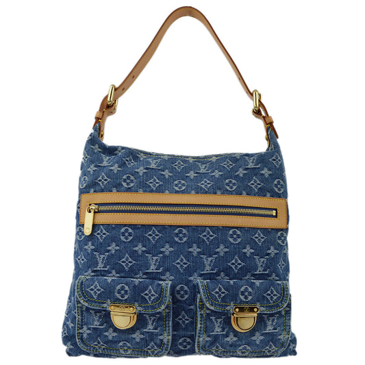 Louis Vuitton 2005 Blue Monogram Denim Baggy GM Shoulder Bag M95048