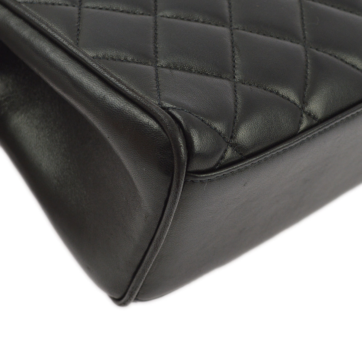 Chanel Black Lambskin Straight Flap Handbag