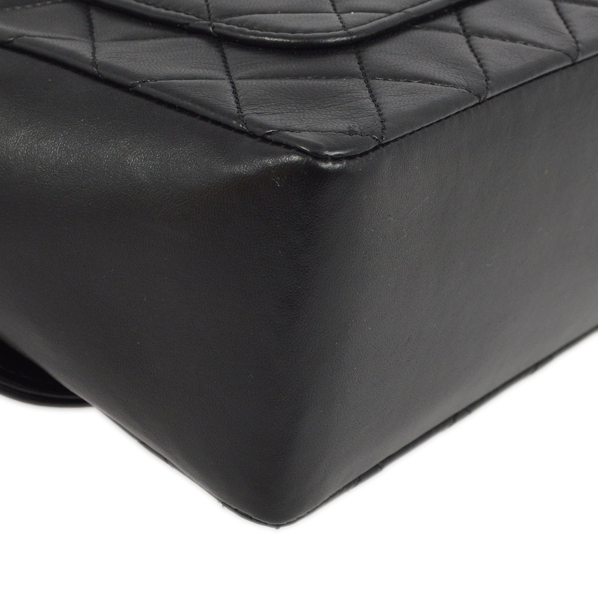Chanel Black Lambskin Straight Flap Shoulder Bag