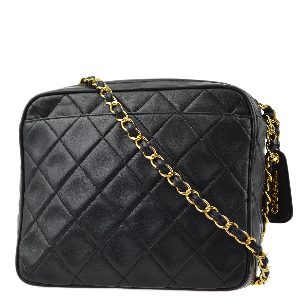 Chanel Black Lambskin Chain Shoulder Bag