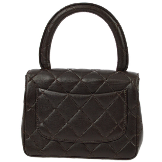 Chanel Brown Lambskin Classic Flap Micro Handbag