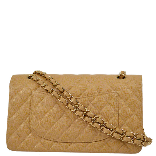 Chanel Beige Caviar Medium Classic Double Flap Shoulder Bag