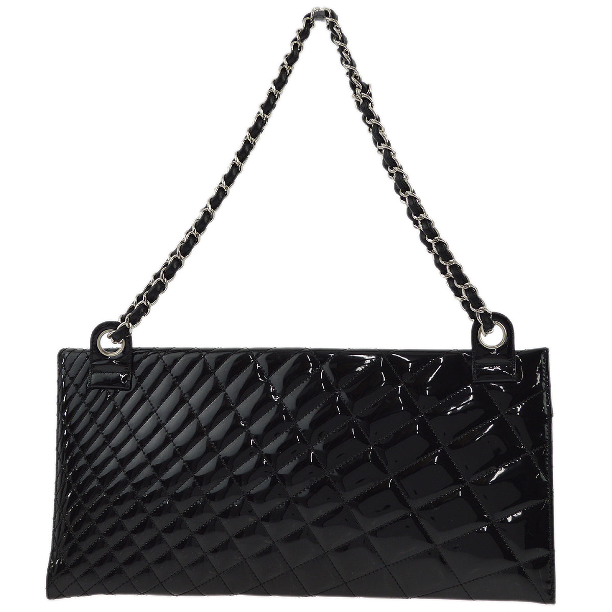 Chanel Black Patent Leather Double Chain Shoulder Bag
