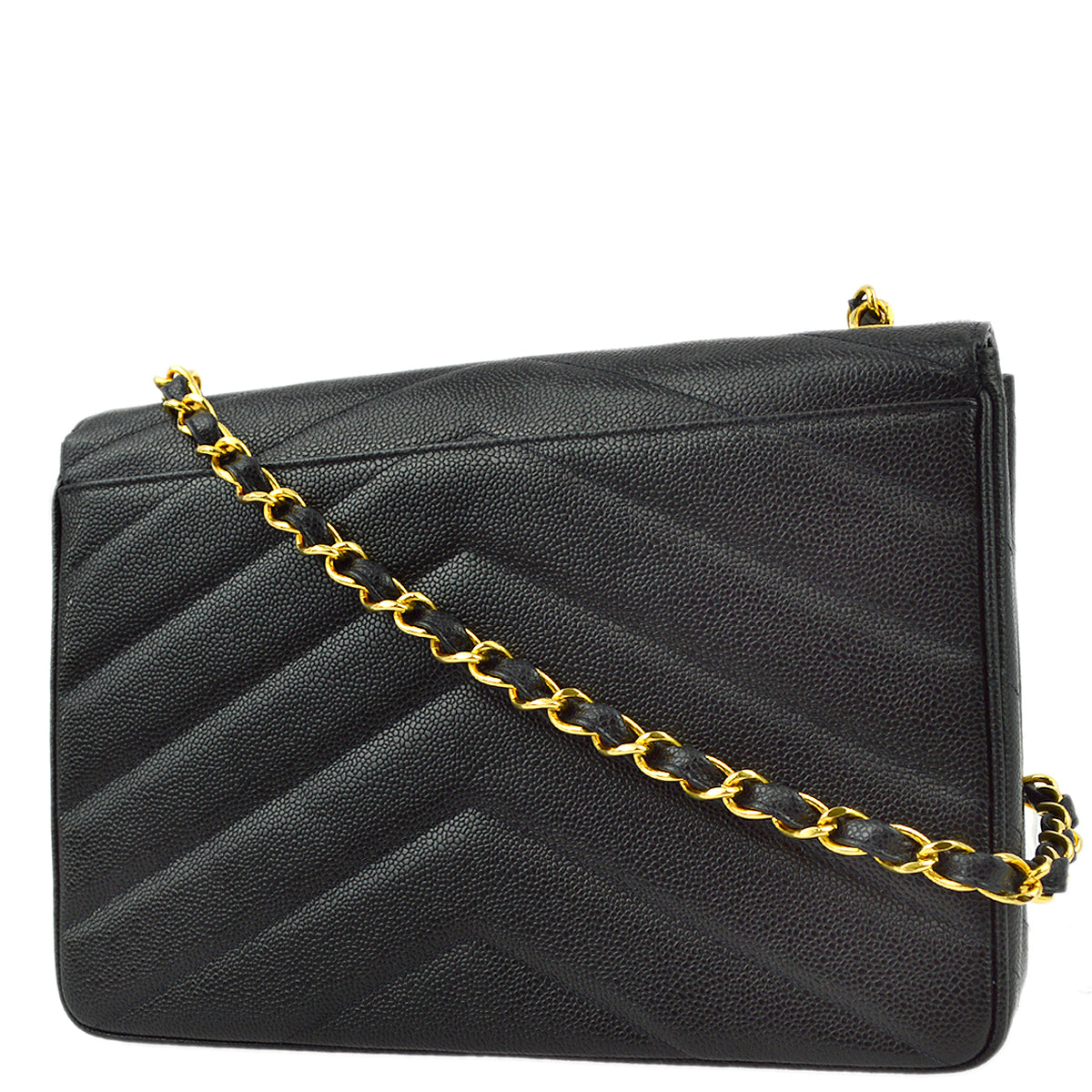 Chanel Black Caviar V Stitch Shoulder Bag