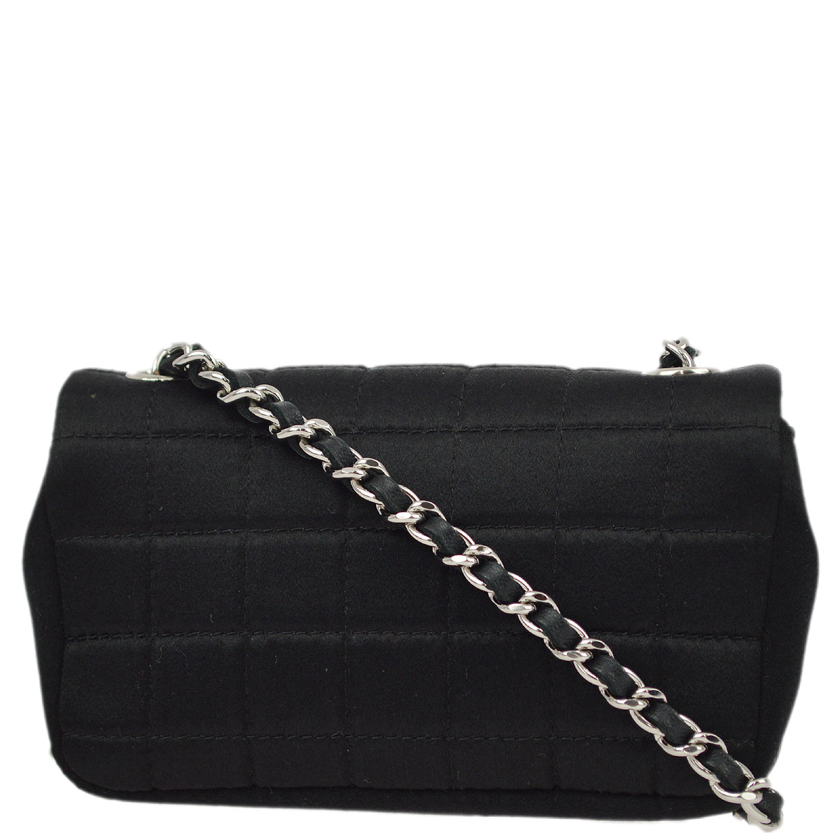 Chanel Black Satin Choco Bar Single Chain Shoulder Bag
