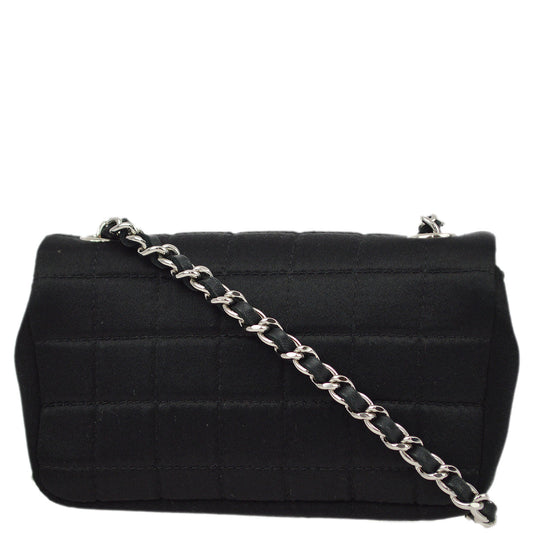 Chanel Black Satin Choco Bar Single Chain Shoulder Bag