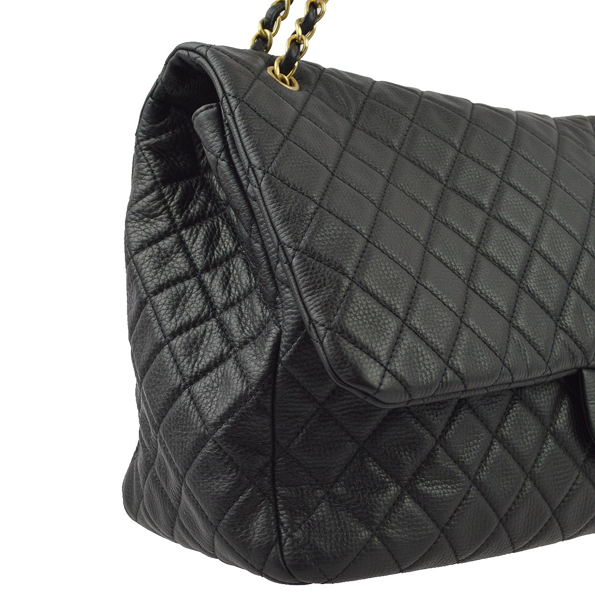 Chanel Black Calfskin XXL Single Flap Shoulder Bag