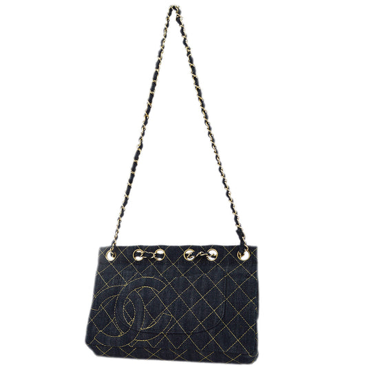Chanel Blue Denim Chain Shoulder Bag