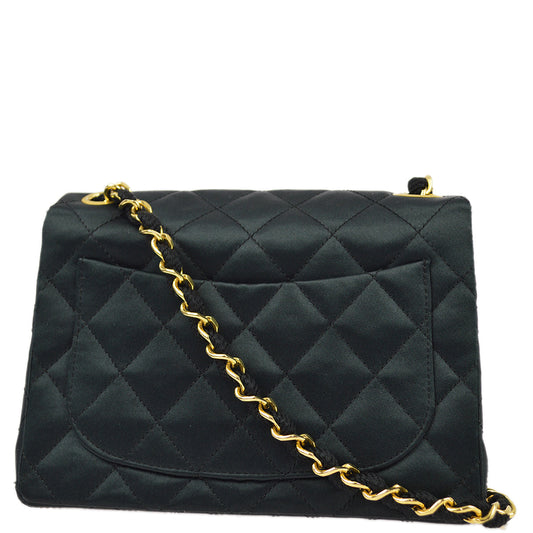 Chanel Black Satin Mini Classic Square Flap Shoulder Bag 17