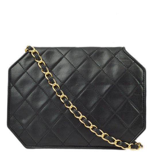 Chanel Black Lambskin Octagon Chain Shoulder Bag