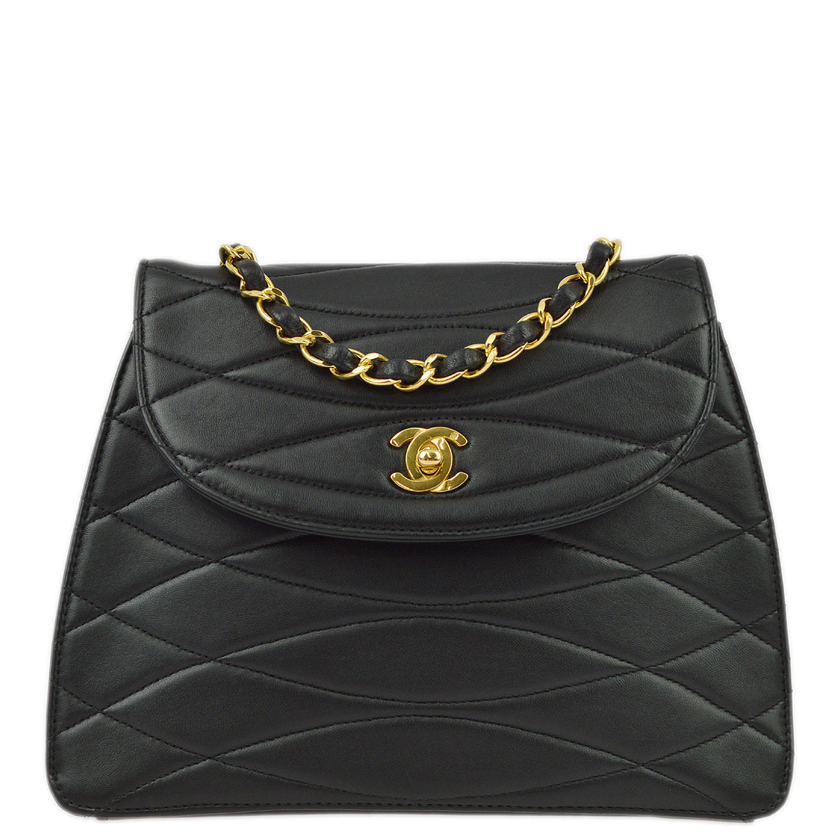 Chanel Black Lambskin Single Flap Shoulder Bag