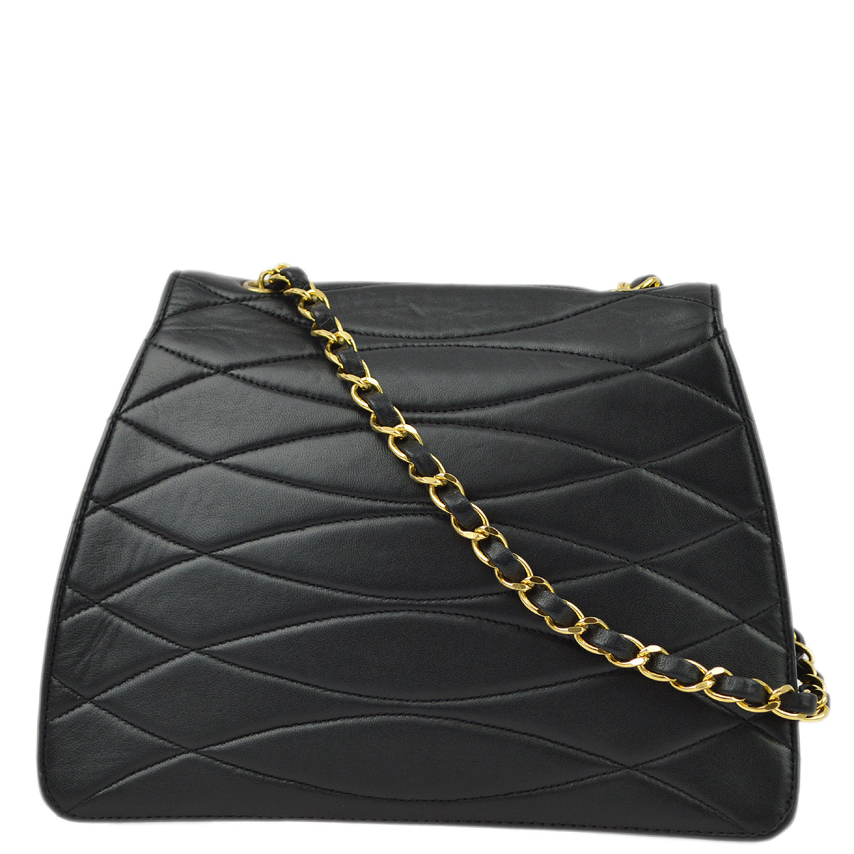 Chanel Black Lambskin Single Flap Shoulder Bag
